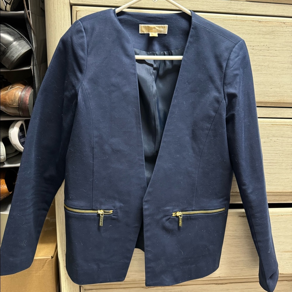 Beautiful navy blazer with gold detail